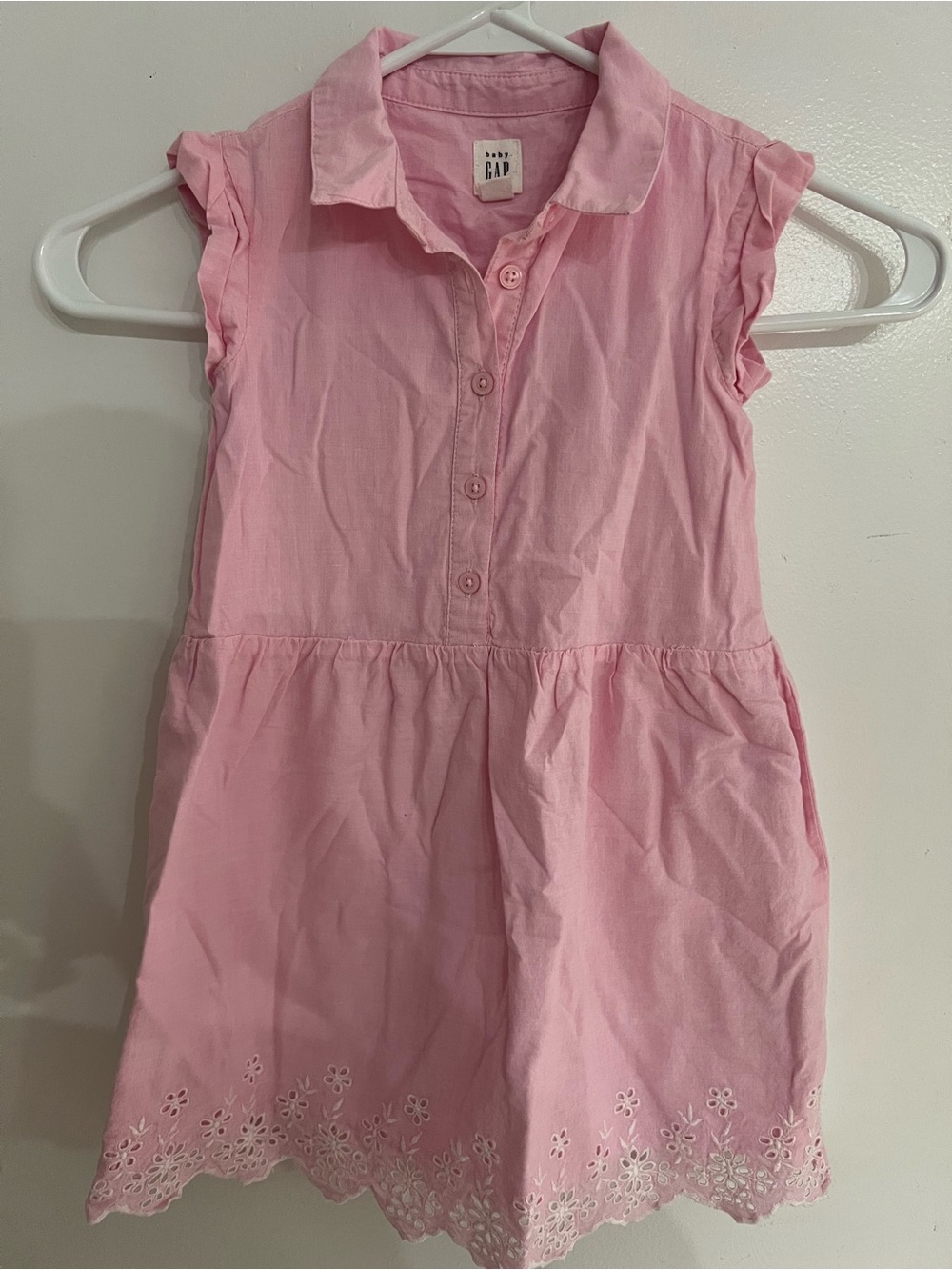 GAP Light Pink Eyelet Hem Collared Dress